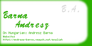 barna andresz business card